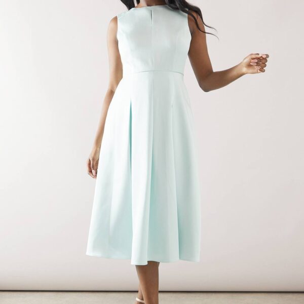 Womens Metallic Sleeveless Midi Dress
