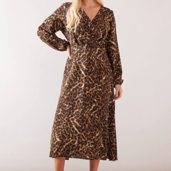 Womens Petite Fixed Wrap Marocaine Midi Dress