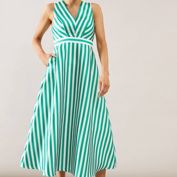 Womens Stripe Structured Midaxi Dress