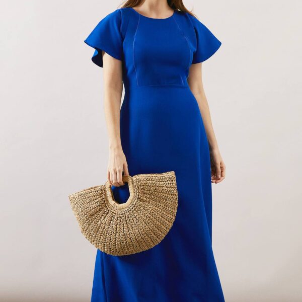 Womens Pleated Detail Midi Dress