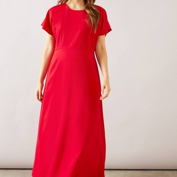 Womens Pleated Detail Midi Dress