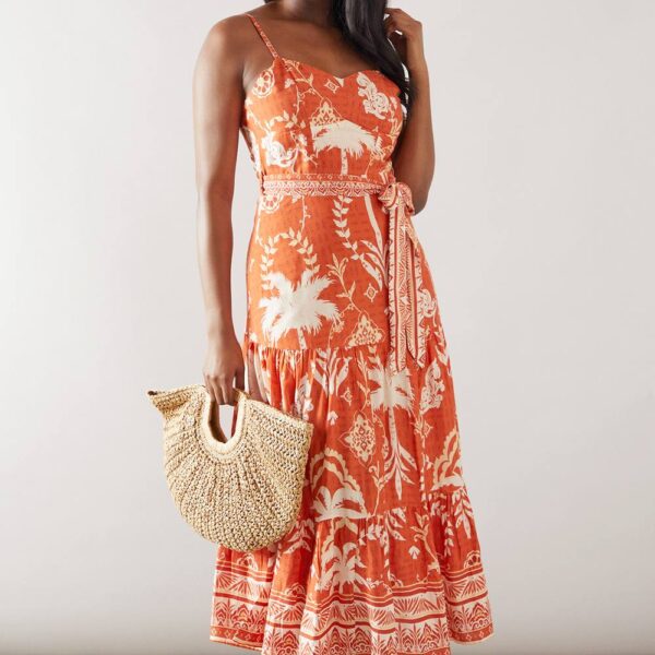 Womens Printed Strappy Maxi Dress