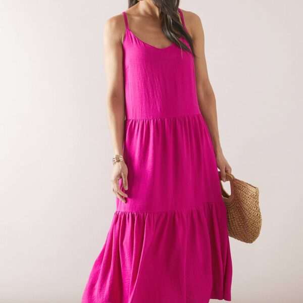 Womens Woven Strappy Midi Sundress