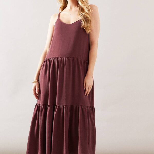 Womens Woven Strappy Midi Sundress