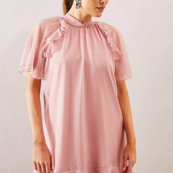 Womens Ruffle Hem Shift Dress
