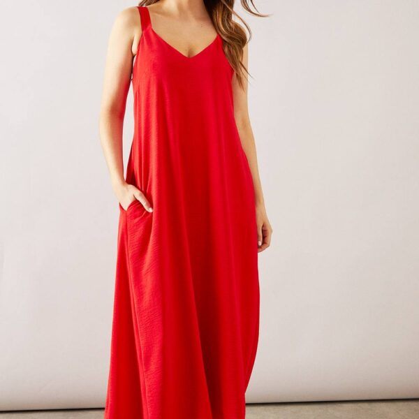 Womens Woven Cami Swing Maxi Dress