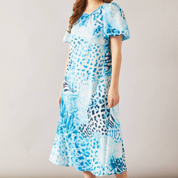 Womens Puff Sleeve Tie Back Midaxi Dress