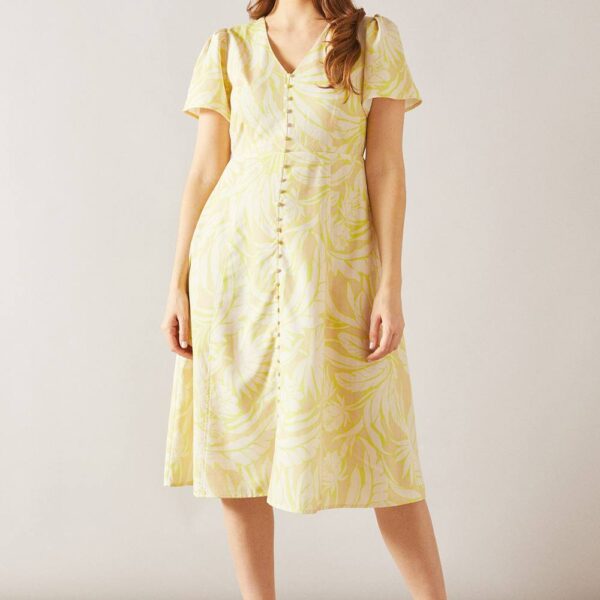 Womens Petite Floral Button Through Midi Dress