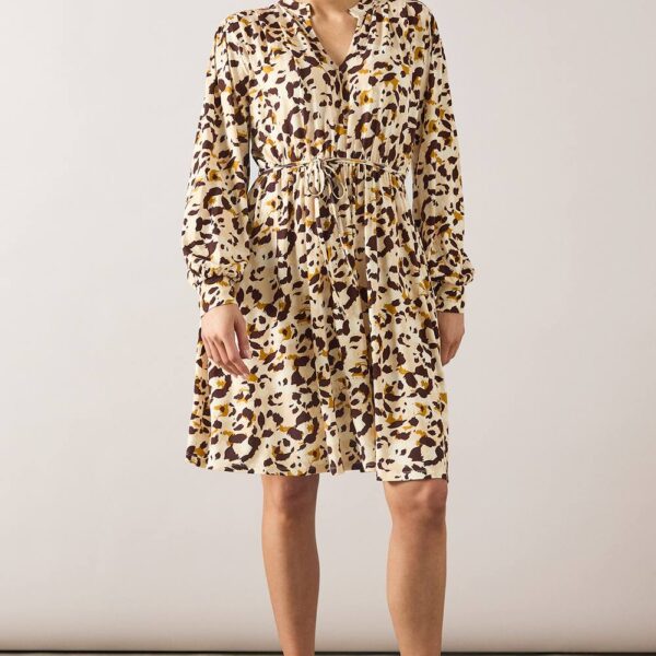 Womens Leopard Print Jersey Belted Shift Dress