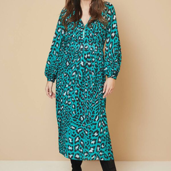 Womens Abstract Pin Tuck Detail Zip Midi Dress