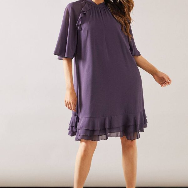 Womens Ruffle Hem Shift Dress