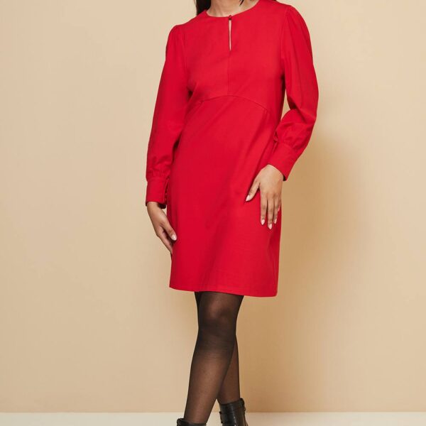 Womens Petite Viscose Ponte Keyhole Detail Shift Dress