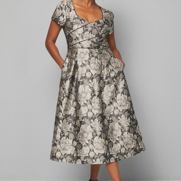 Womens Jacquard Seam Detail Midi Dress