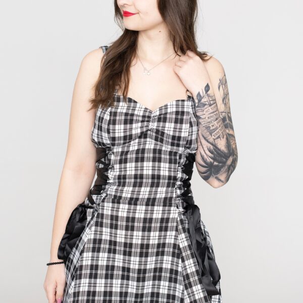 Banned Apparel - Klondike Lace Up White/Black - Mini Dress - white - XL - 62% Polyester, 35% Viscose, 3% Elastane,Viscose