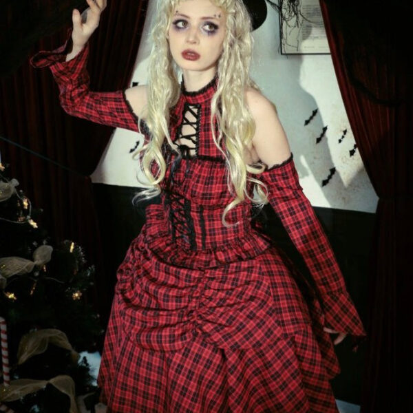 Dark In Love - Lolita Red And Black Plaid - Dress - red - L - 100% Polyester,Synthetics
