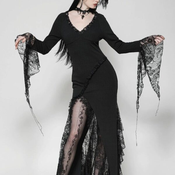Dark In Love - Sexy Witch Asymmetrical Long - Dress - black - L - 95% Polyester, 5% Elastane
