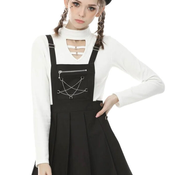 Dark In Love - Punk Locomotive Chain Star Rebel Suspender Black - Dress - black - L - 70% Cotton, 30% Polyester,Cotton
