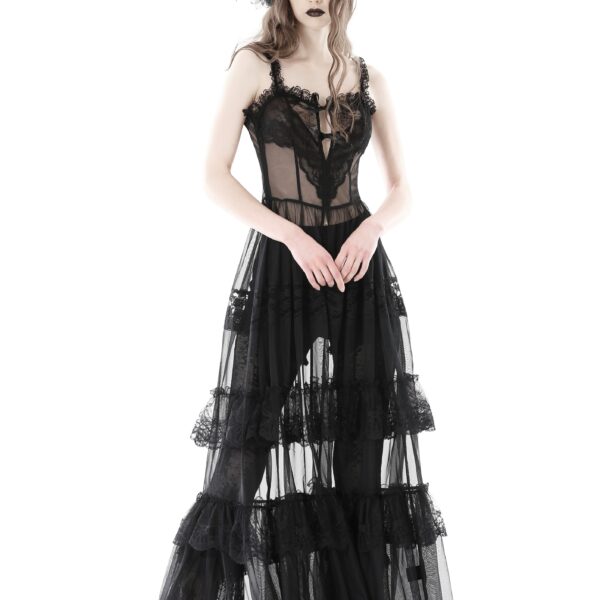 Dark In Love - Gothic Sexy Transparent Hearted Layer Lace Mesh Black - Dress - black - M - 100% Polyester,Mesh