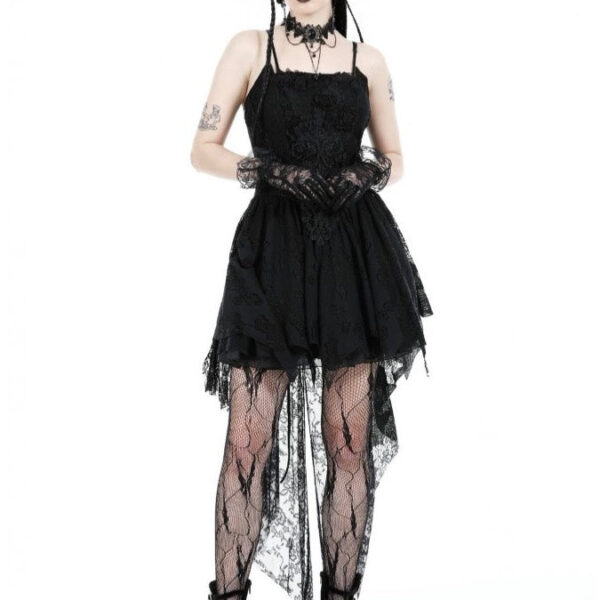 Dark In Love - Gothic Black Rose Bloom Dovetail Lace - Dress - black - M - 40% Cotton, 39% Nylon, 21% Viscose,Lace
