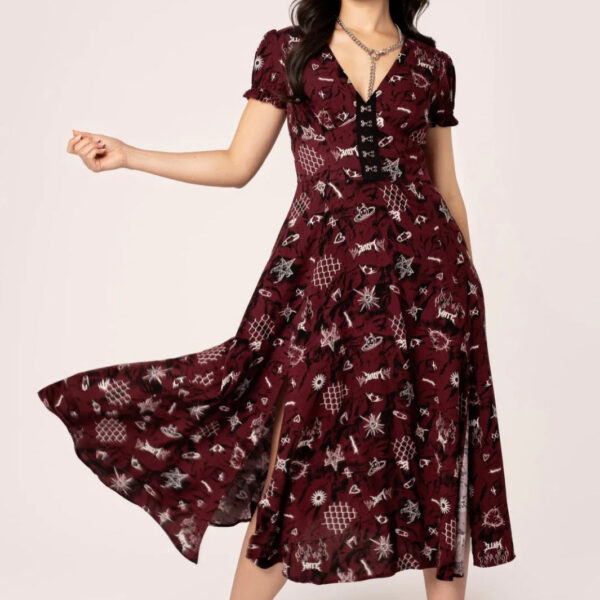 Hellbunny - Doomed - Dress - burgundy - XXL - 100% Viscose,Viscose