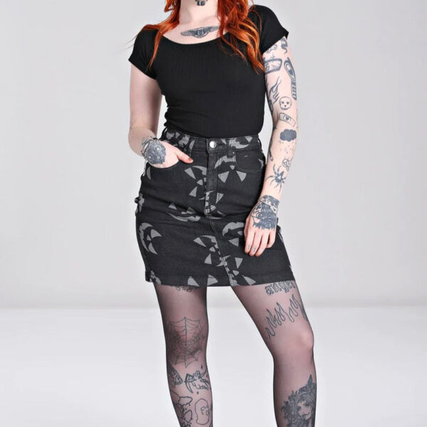 Hellbunny - Jack O Lantern Black - Skirt - black - XL - 99% Cotton, 1% Elastane,Denim