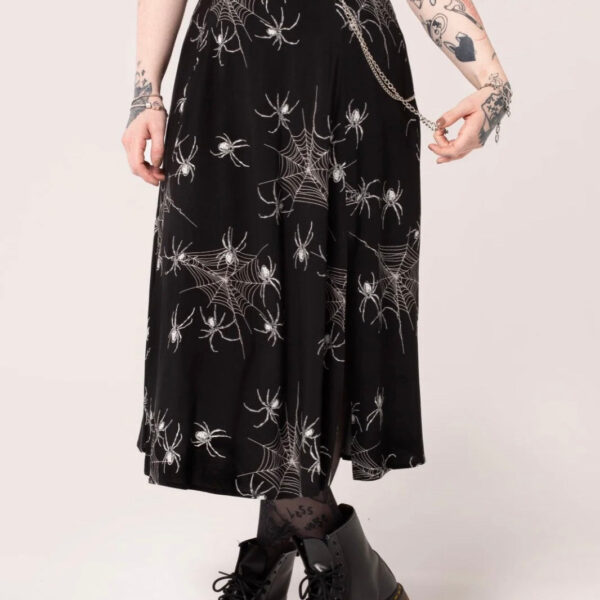 Hellbunny - Grungy Spider - Skirt - black - S - 100% Viscose,Viscose