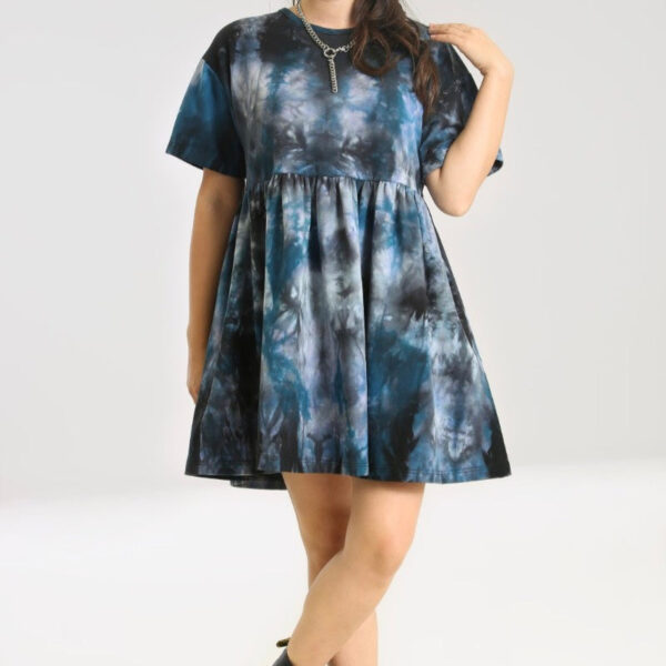 Hellbunny - Lost Mini Navy - Dress - blue - S - 95% Cotton, 5% Elastane,Jersey