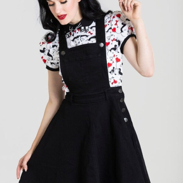 Hellbunny - Dakota Pinafore Black - Dress - black - L - 98% Cotton, 2% Elastane,Denim