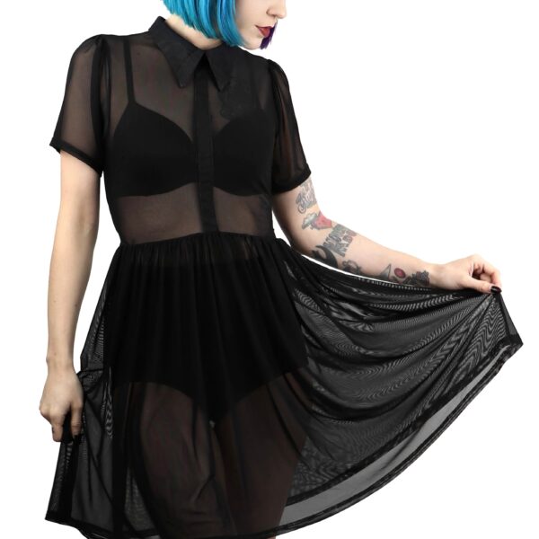 Foxblood - Courtney Mesh Babydoll Black - Dress - black - M - 100% Polyester,Mesh