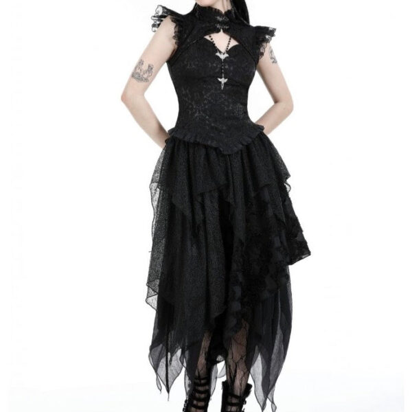 Dark In Love - Punk Messy Long - Skirt - black - L/XL - 100% Polyester,Mesh