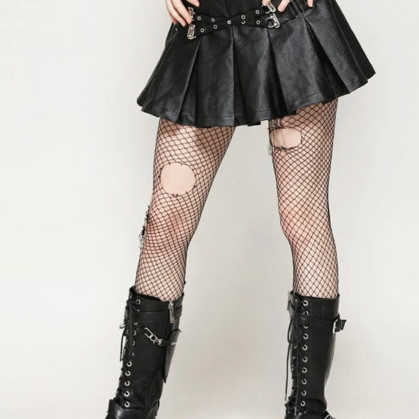 Dark In Love - Punk Sassy Girl Black PU Leather Low-Waisted - Skirt - black - M - 65% Polyester, 35% Polyurethane,Fake Leather