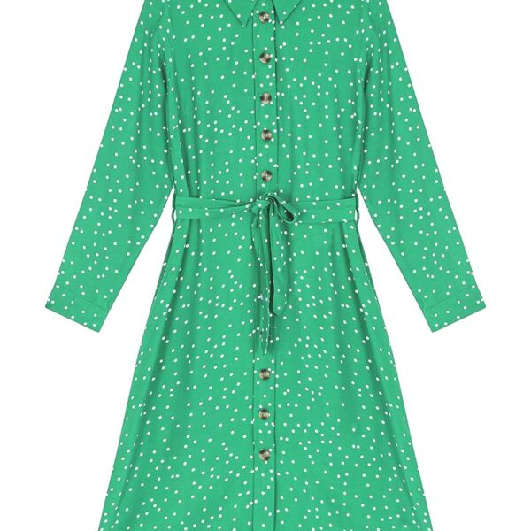 Joanie Clothing Mina Spot Print Button-Down Midi Dress - Green -  UK 26 (Green)