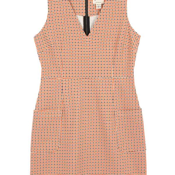 Joanie Clothing Ohlson Micro Check Print Pinafore Dress -  UK 20 (Orange)