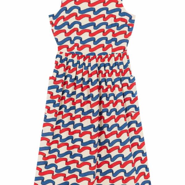 Joanie Clothing Sandy Square Neck Ribbon Stripe Print Midi Dress -  UK 26 (Blue)