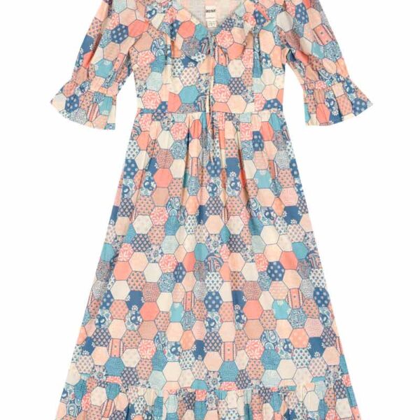 Joanie Clothing Serenity Patchwork Print Prairie Dress - 8 (Pink)