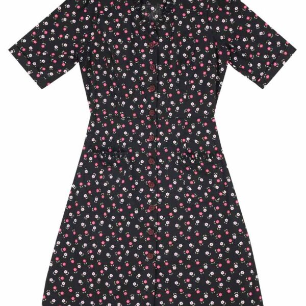 Joanie Clothing Sonya Floral Print Button-Down Dress -  UK 20 (Black)