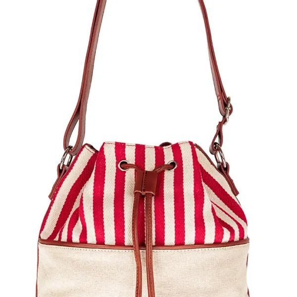 Southampton Red & White Stripe Bucket Bag