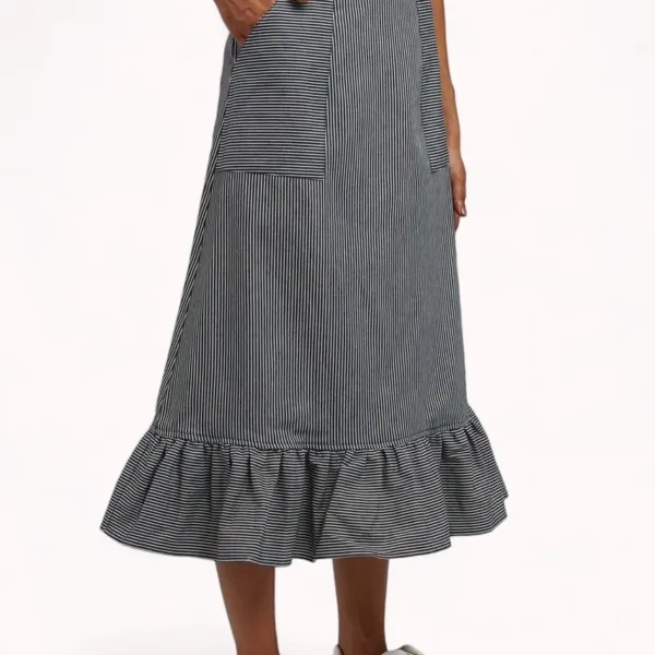 Ramona Ticking Stripe Midi Skirt