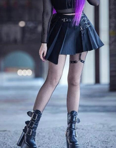 Dark In Love - Punk Rock Locomotive Irreqular Black - Skirt - black - XXL - 70% Cotton, 30% Polyester,Cotton