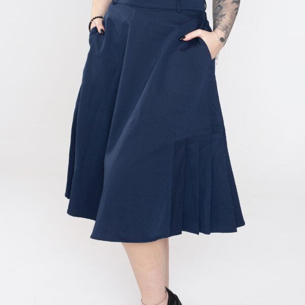 Voodoo Vixen - Nyla Knee Length Navy - Skirt - blue - XS - 70% Polyester, 27% Viscose, 3% Elastane,Viscose